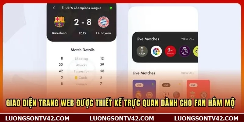 Giao diện trang web được thiết kế trực quan dành cho fan hâm mộ